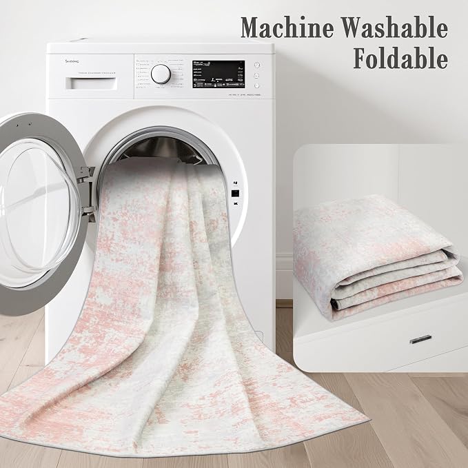 Round Area Rug Living Room: 4 ft Modern Washable Indoor Carpet | - Image 6