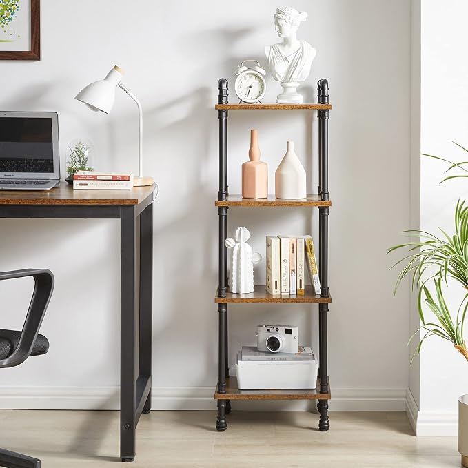 IBUYKE Industrial Pipe Ladder Shelf, 4-Tier Vintage Style Book Shelf, Free - Image 4