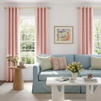 100% Blackout Linen Textured Curtains 96 Inch Long, Blush Pink | 100% Blackout - Image 5