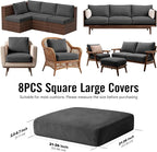 8Pcs Outdoor Cushion Covers, Stretch Patio Furniture Couch Chair Slipcovers | - Image 2