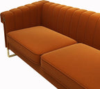 Mid-Century Modern Orange Velvet Sofa - Image 8