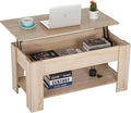 Lift Top Coffee Table with Lift Tabletop Hidden Compartment and Storage Shelf by FDW