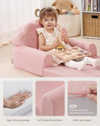 Blissful Diary Kids Couch, 2-in-1 Soft Toddler Couch Fold Out, Toddler Chair - Image 5