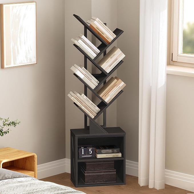 RALGEND Tree Bookshelf, 6 Tier Bookcase - Image 6