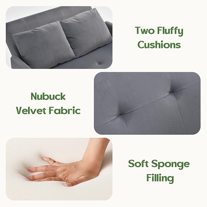 Sleeper Sofa Bed, 3 in 1 Convertible Sleeper Couch Bed Pull Out, Small Loveseat - Image 7