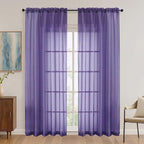 Purple Sheer Curtains 72 Inches Long 2 Panels Set, Light Filtering Sheer by OVZME