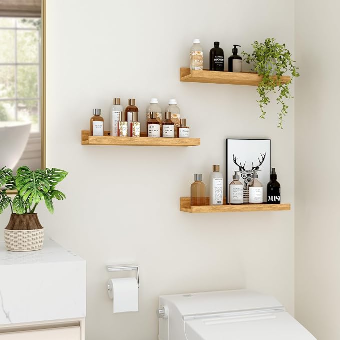 Floating Shelves for Wall, 16 inch Wood Floating Shelves Set of 2, Picture - Image 5