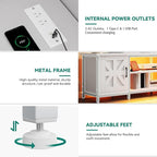 YITAHOME TV Stand with LED Lights & Charging Station, Farmhouse Entertainment - Image 3