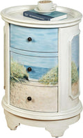Ocean View Coastal Oval Side Cabinet | Handpainted Beach Scene by TouchofClass