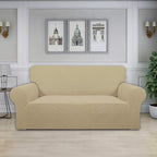 Easy-Going Stretch Oversized Loveseat Couch Covers Washable Beige | 1-Piece - Image 2