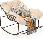YITAHOME Rocking Papasan Chair, Wide Rocking Chair, Comfy Indoor and Outdoor by YITAHOME