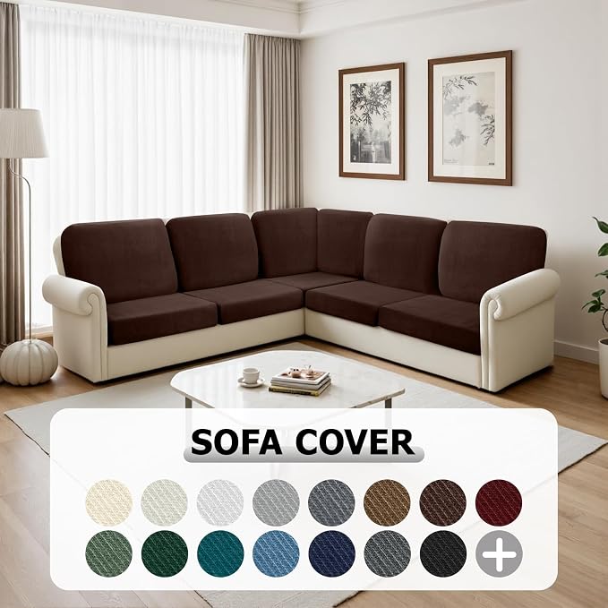 Arfntevss Sectional Couch Covers L Shape Couch Cushion Covers Slipcovers Fitted - Image 7