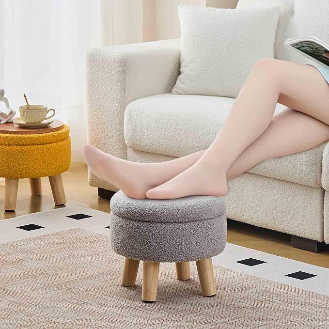 Wimarsbon Storage Ottoman, Modern Round Footrest - Image 5