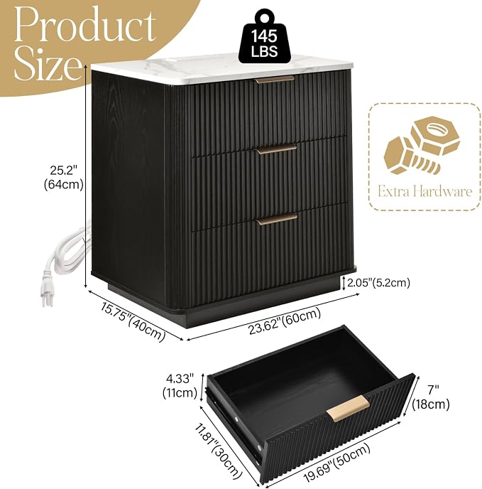 Fluted Nightstand Set of 2 - Image 3