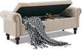 SOFTHION 58.1" Storage Bench Upholstered Chenille End of Bedroom Bed Bench by SofthionDesign