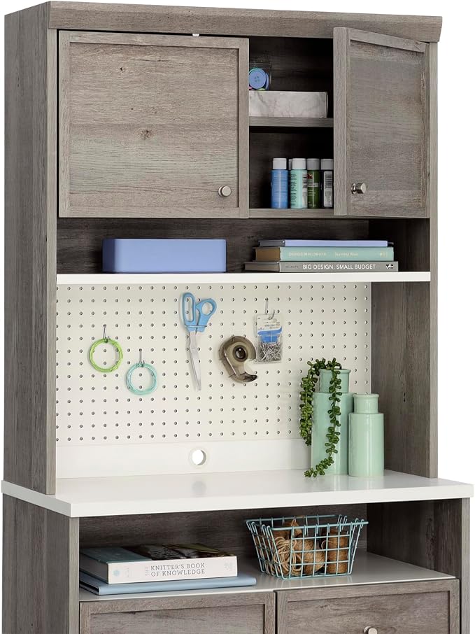 Sauder Craft Pro Series Hutch, Mystic Oak Finish - Image 6