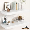 30Inch White Floating Shelves for Wall, 12 Inch Deep Shelves for Bedroom by FunMemories