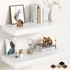 30Inch White Floating Shelves for Wall, 12 Inch Deep Shelves for Bedroom by FunMemories