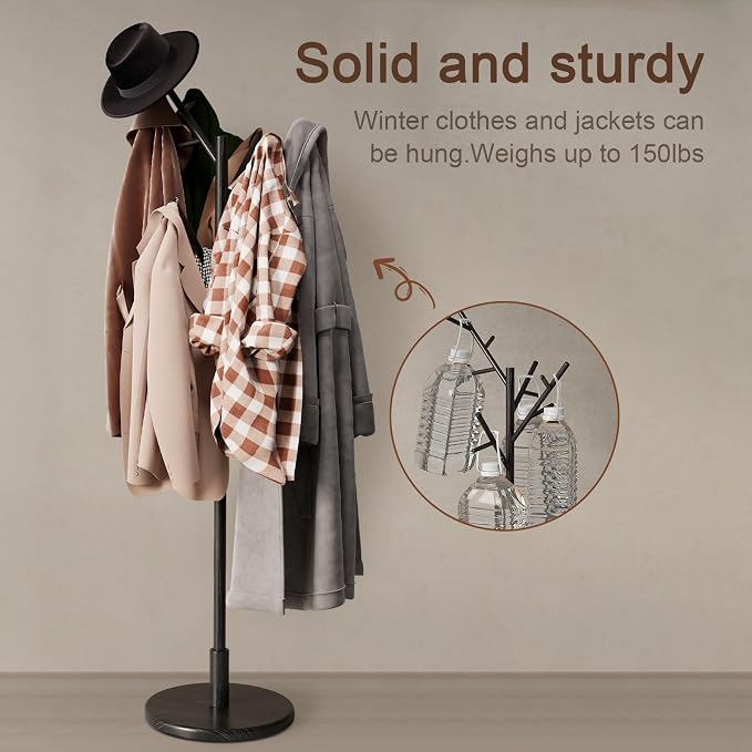 Muwuele Coat Rack, Solid Wood Coat Rack Freestanding - Image 6