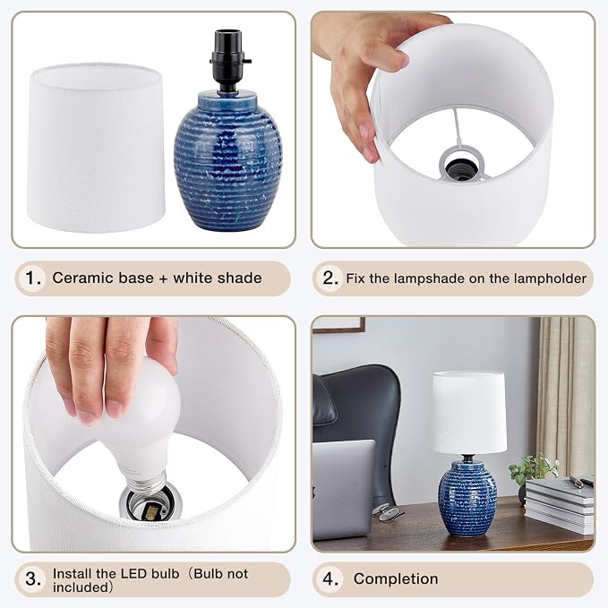 EJIAXIN Small Bedside Lamps -13.75" Farmhouse Table Lamps - Image 9