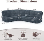 Yolsali Manual Reclining Sectional Sofa Set, 6 Seats Soft Fabric Recliner - Image 2