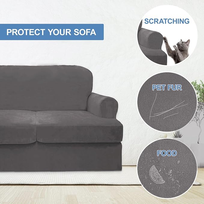 CUCRAF Cushion Sofa Cover 4 Piece Slipcovers, Soft Thick Velvet Couch Cover - Image 4