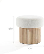 LuxenHome Storage Ottoman, 15.5"W x 15.5"H Modern Upholstered Padded Ivory - Image 2
