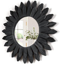 Honiway Black Wall Decor Wall Mirror 12 inch Boho Wall Decor Wood Decorative by Honiway