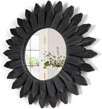 Honiway Black Wall Decor Wall Mirror 12 inch Boho Wall Decor Wood Decorative by Honiway