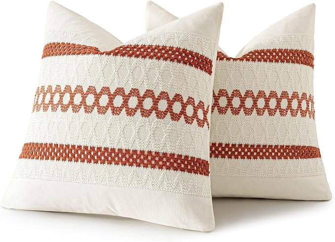 MIULEE Set of 2 Fall Burnt Orange Decorative Pillow Covers 18x18 | Farmhouse - Image 8