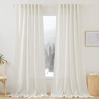 RYB HOME Extra Long Sheer Curtains, Linen Look Elegant Texture Semitransparent by RYBHOME