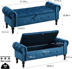 Storage Bench for Bedroom, Velvet 51" End of Bed Bench, Queen Size Bench - Image 2