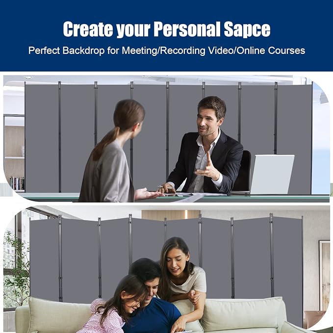 Room Divider 6FT Portable Room Dividers and Folding Privacy Screens, 8 Panel - Image 7