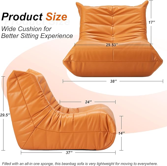 Hobestluk Giant Bean Bag Chair Lazy Floor Sofa, Memory Foam Fireside Sofa - Image 2