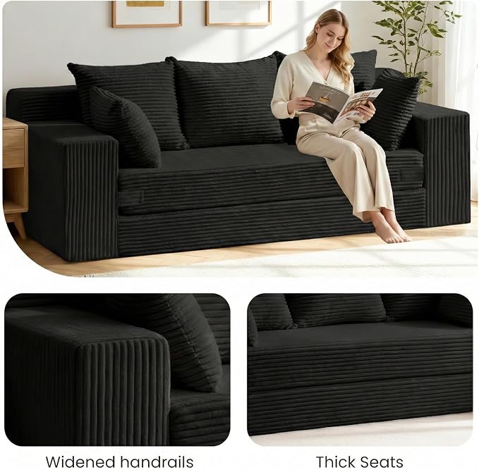 Convertible Sofa Bed, Pull Out 3 Seater Sleeper Sofa - Image 6