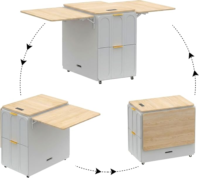 ModernMate 3-in-1 Folding Desk & File Cabinet, Fluted Multi-Storage Workspace - Image 5