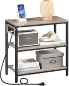 HOOBRO End Table with Charging Station, Simple Rustic Side Table with 3-Tier - Image 8
