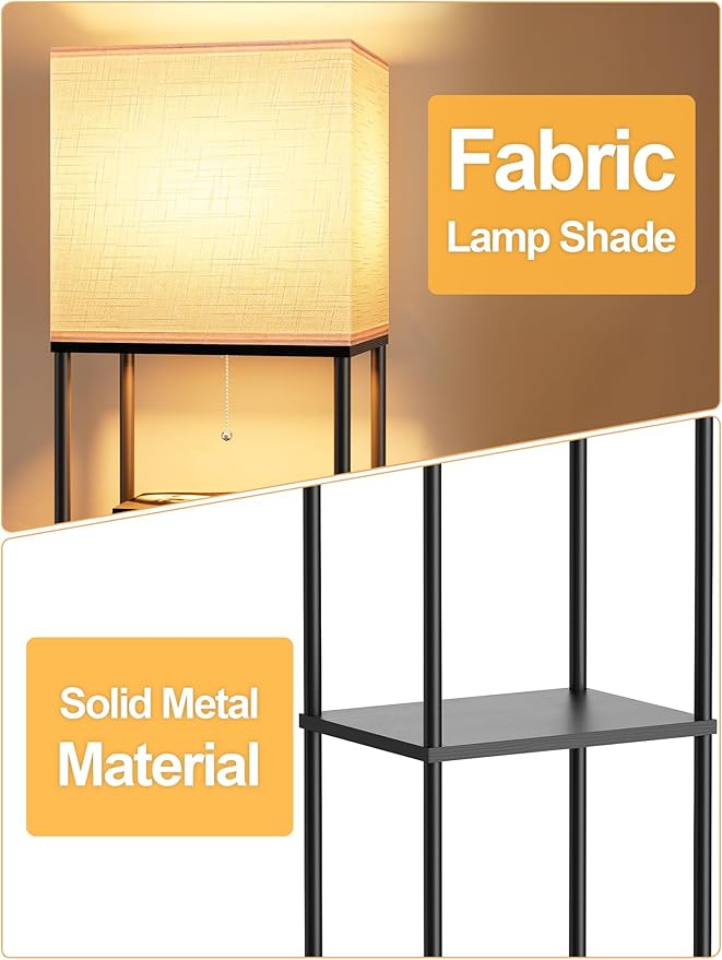 Large Floor Lamp with Shelves, 5-Tier Tall Floor lamp with - Image 4