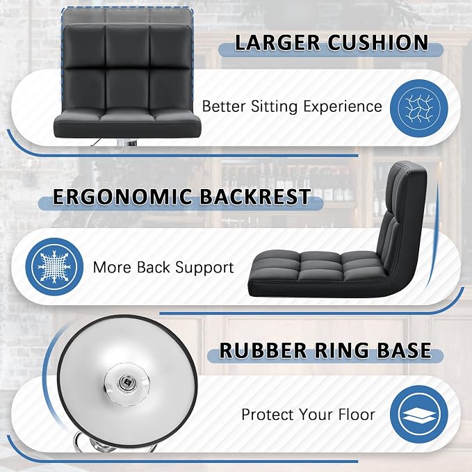 Homall Bar Stools Modern PU Leather Adjustable Swivel Barstools, Armless - Image 5
