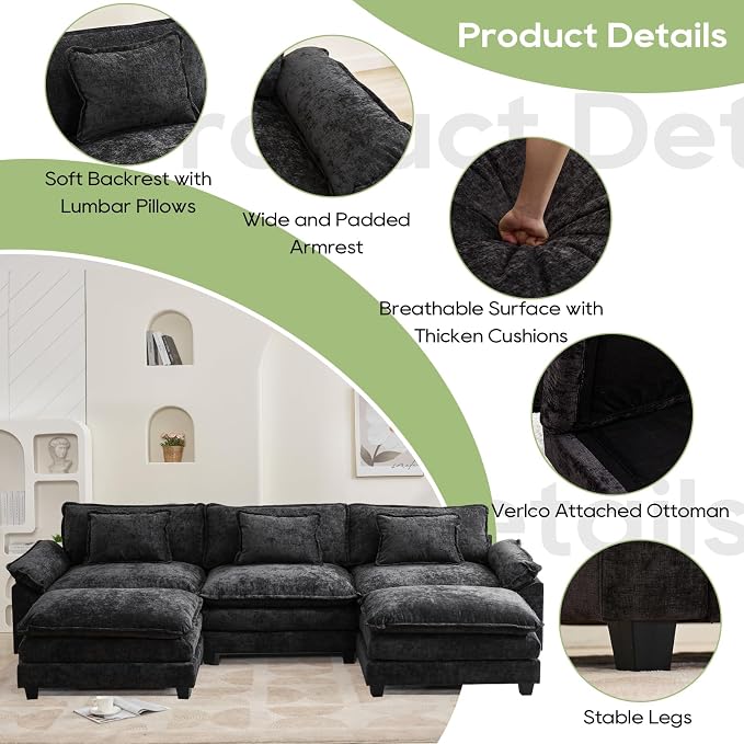 Oprisen 120" Modular Sectional Sofa, Comfy Cloud Couch Sectional Sofa - Image 5