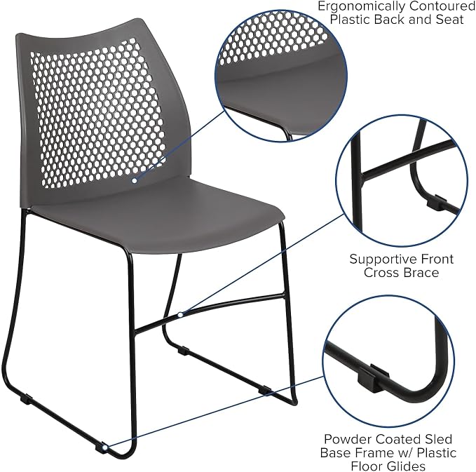 Flash Furniture HERCULES Series 661 lb. Capacity Gray Stack Chair - Image 5