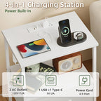 Somdot White Nightstand with Charging Station and LED Light - Image 5