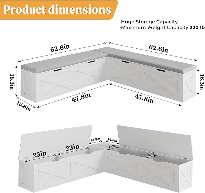 Bobve L-Shape Storage Bench - Image 2