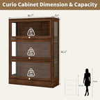 Display Cabinet with Acrylic Glass Doors, 3-Tiers Curio Cabinet with LED - Image 2
