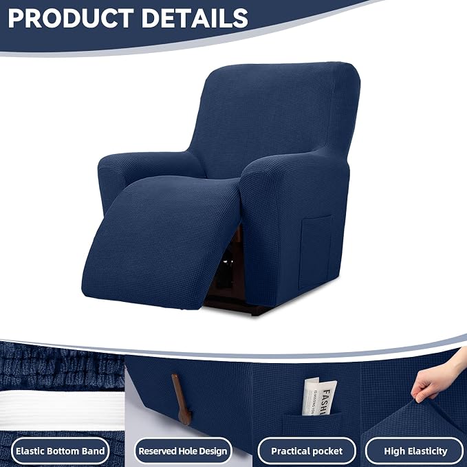 Cupuamon Recliner Chair Covers, Lazy Boy Recliner Covers Stretch Reclining - Image 4