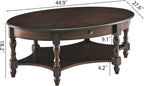 LEEMTORIG Oval Coffee Table for Living Room, 2-Tier Solid Wood Table - Image 2