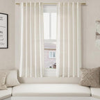 Cream Linen Curtains 63 Inch for Bedroom Natural Semi Sheer Light Filtering - Image 5