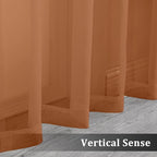 2 Panels Solid Color Orange Sheer Curtains 96 Inches Long, Elegant Window Voile - Image 6