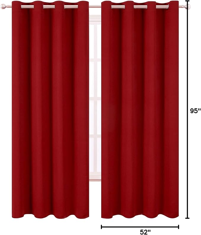 Dark Red Thermal Blackout Curtains/52 x 95 Inch/Set of 2 Panels Room Darkening - Image 10