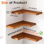 Fixwal Corner Floating Shelves for Wall Mounted Natural Solid Wood 16"x11.4" - Image 2
